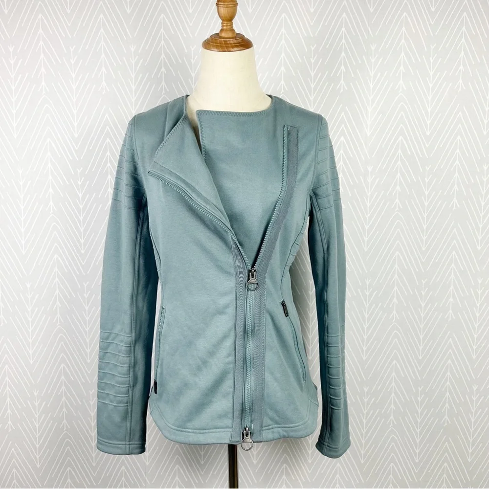 ATHLETA MOTO JACKET, Full Zip in Minimalistic Gray. - Picture 8 of 10